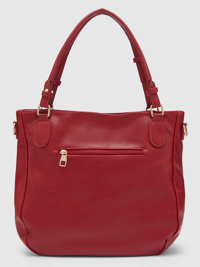 جلو باص حقيبة هوبو نسائية بلون عنابي سادة من جلوبس